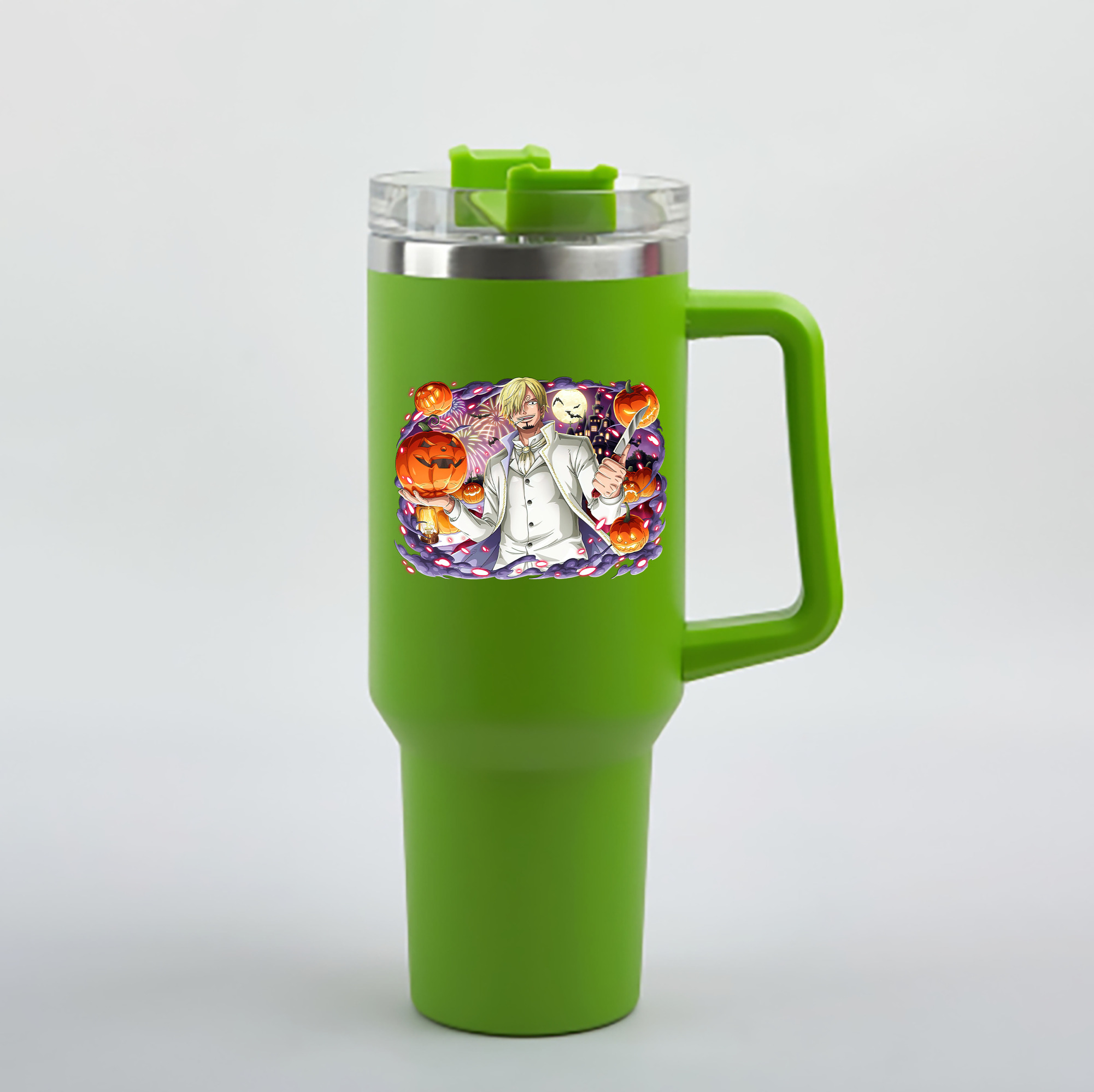 ワンピース サンジ ONE PIECE Sanji 1200mL車用タンブラー - クリスタルステッカー（プラスチックストロー付き）